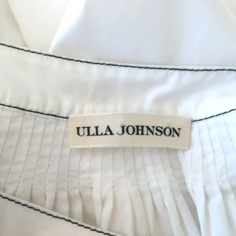 Ulla Johnson Haut à manches bouffantes Blanc en coton avec surpiqûres Taille 2