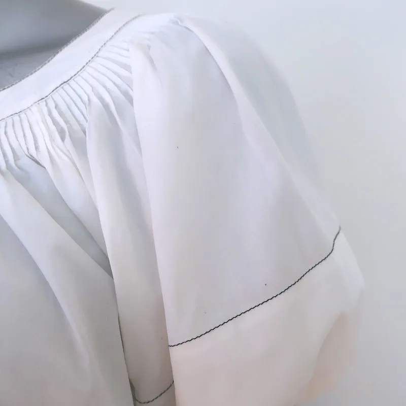 Ulla Johnson Haut à manches bouffantes Blanc en coton avec surpiqûres Taille 2