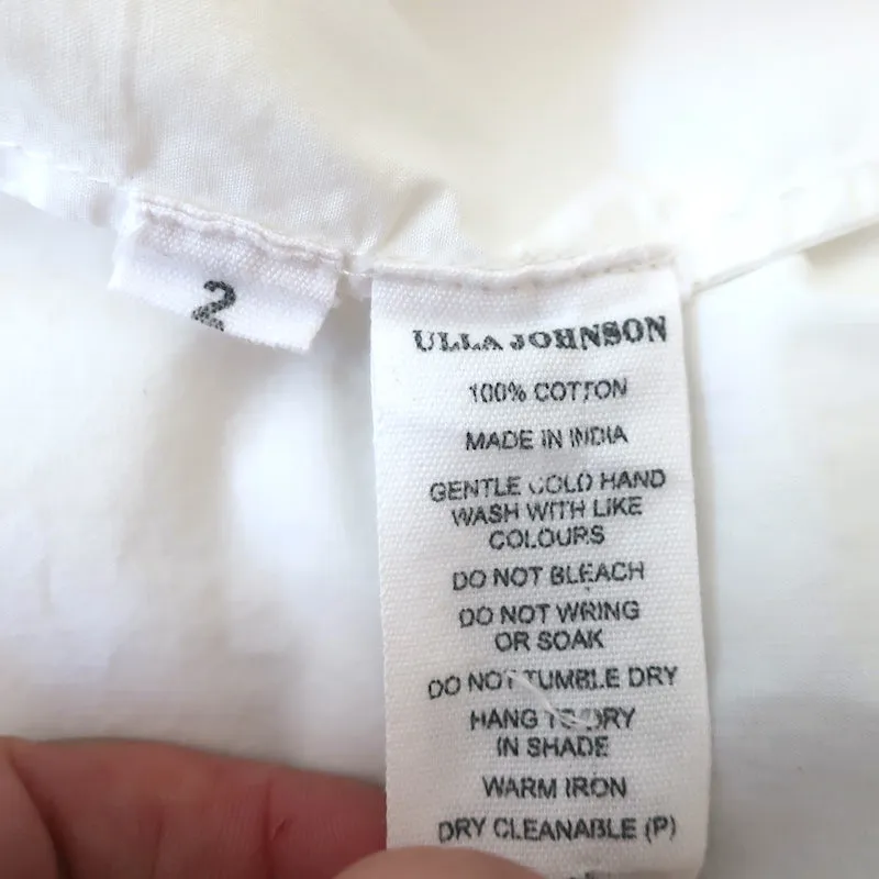 Ulla Johnson Haut à manches bouffantes Blanc en coton avec surpiqûres Taille 2
