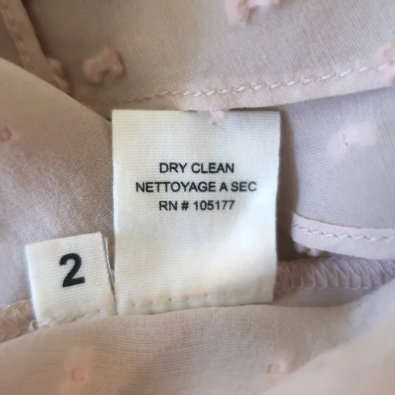 Ulla Johnson Reine Top à Pompons Rose Poussière Pointillé Suisse Taille 2 Blouse à Manches Papillon