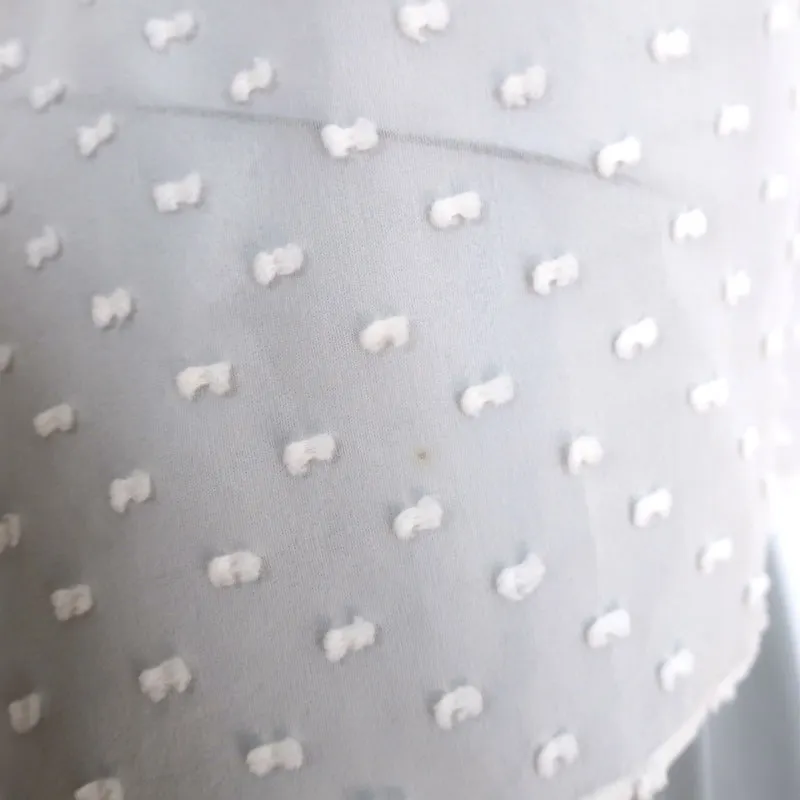 Ulla Johnson Reine Top à Pompons Ivoire Chiffon à Pois Suisse Taille 6 Blouse à Manches Courtes