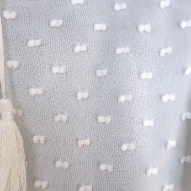 Ulla Johnson Reine Top à Pompons Ivoire Chiffon à Pois Suisse Taille 6 Blouse à Manches Courtes