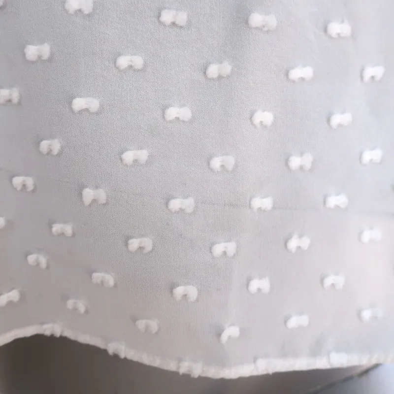 Ulla Johnson Reine Top à Pompons Ivoire Chiffon à Pois Suisse Taille 6 Blouse à Manches Courtes