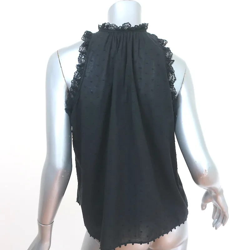 Débardeur Ulla Johnson Lea Noir en Coton à Pois Suisse Taille 0 Blouse sans Manches
