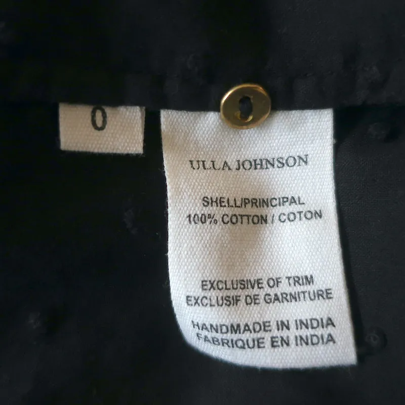 Débardeur Ulla Johnson Lea Noir en Coton à Pois Suisse Taille 0 Blouse sans Manches
