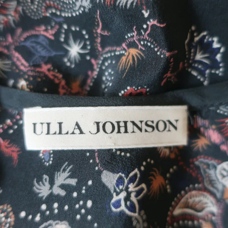 Ulla Johnson Haut à Pompons Posy Noir en Soie Imprimée Taille 2 Blouse sans Manches