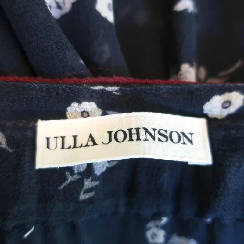 Top Anosha Navy Brodé Imprimé Floral en Georgette Taille 0 de Ulla Johnson