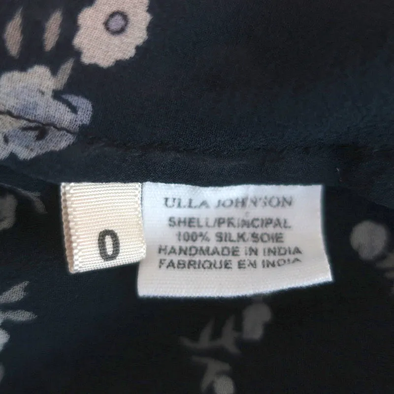 Top Anosha Navy Brodé Imprimé Floral en Georgette Taille 0 de Ulla Johnson
