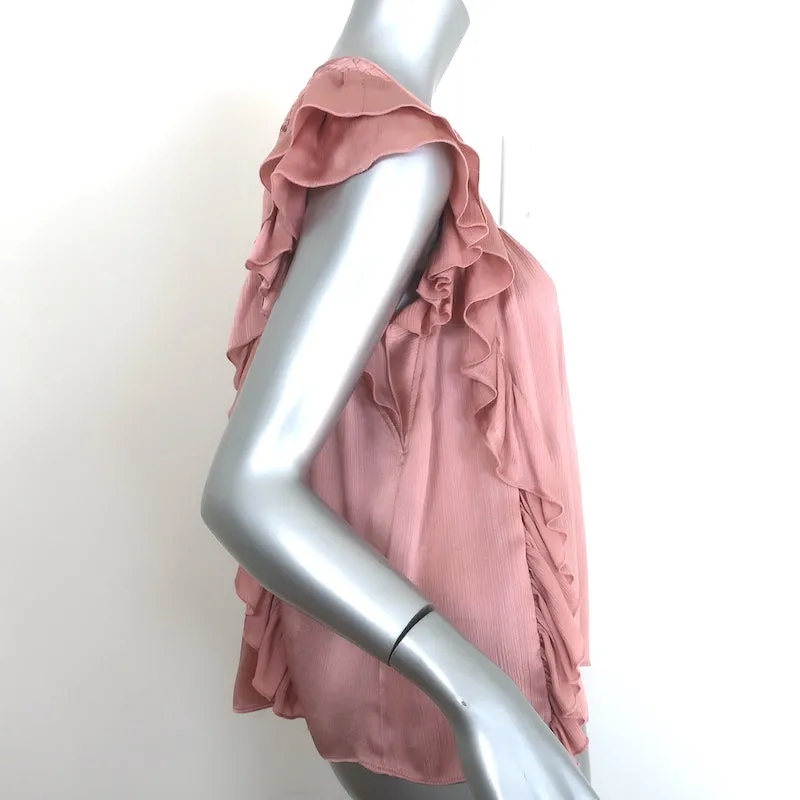 Ulla Johnson Winnie Blouse Smockée Rose Satin Taille 0 Manches Papillon