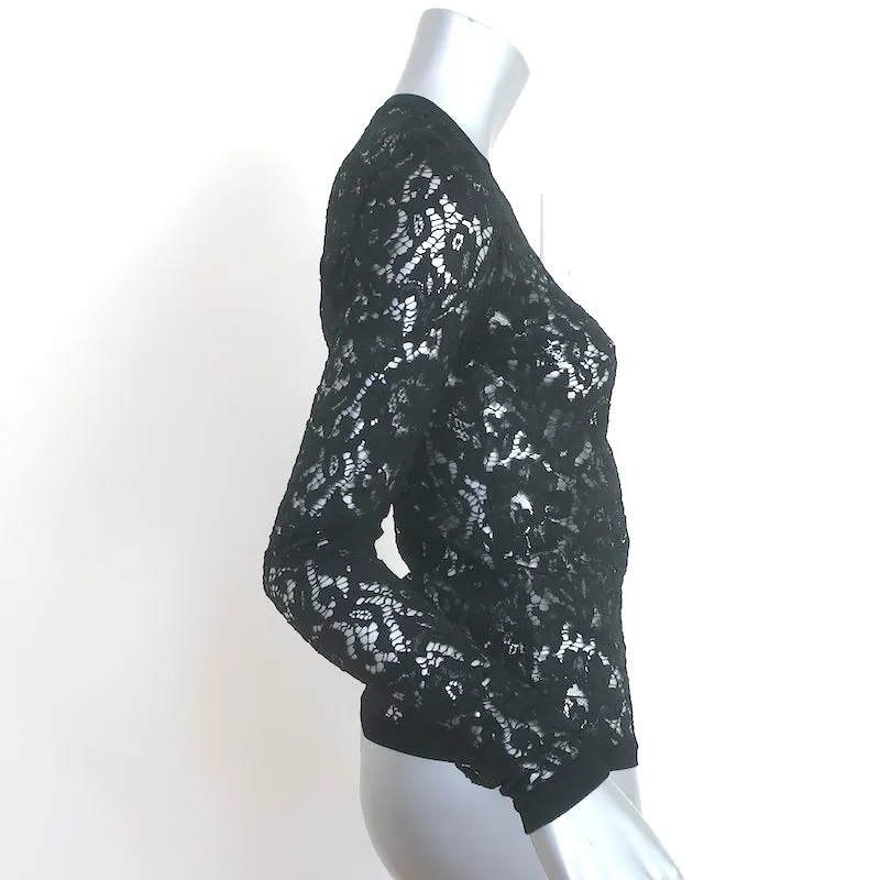 Valentino Haut en Dentelle à Manches Longues Noir Taille 38