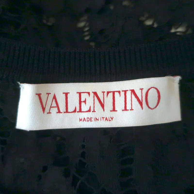Valentino Haut en Dentelle à Manches Longues Noir Taille 38