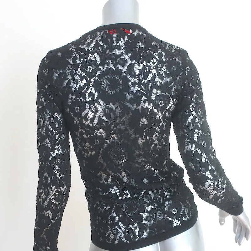 Valentino Haut en Dentelle à Manches Longues Noir Taille 38