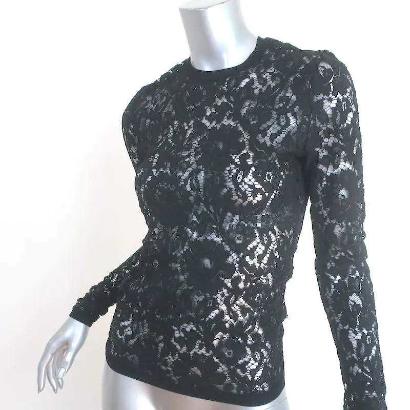 Valentino Haut en Dentelle à Manches Longues Noir Taille 38
