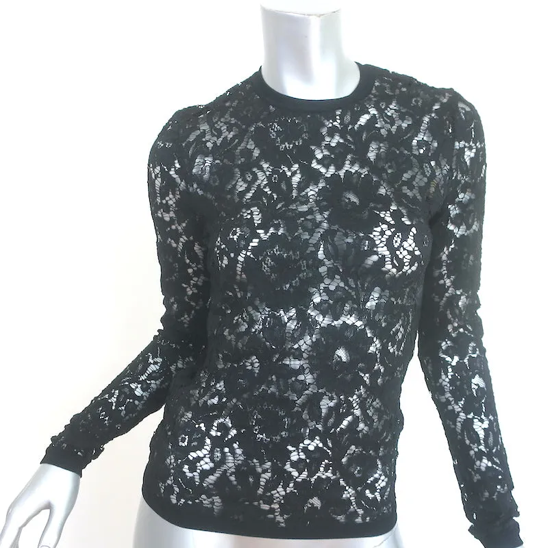 Valentino Haut en Dentelle à Manches Longues Noir Taille 38