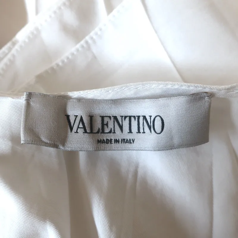 Valentino Haut à Cape Plissée Blanc en Coton Mixte Taille 44
