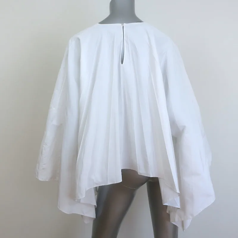 Valentino Haut à Cape Plissée Blanc en Coton Mixte Taille 44