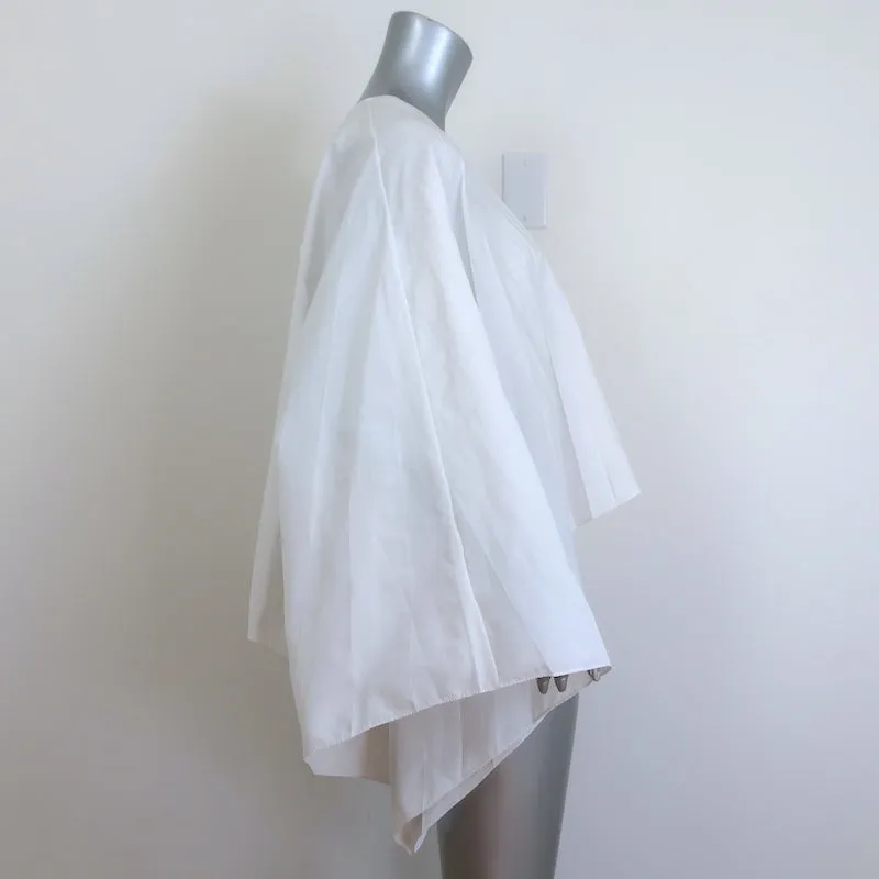 Valentino Haut à Cape Plissée Blanc en Coton Mixte Taille 44