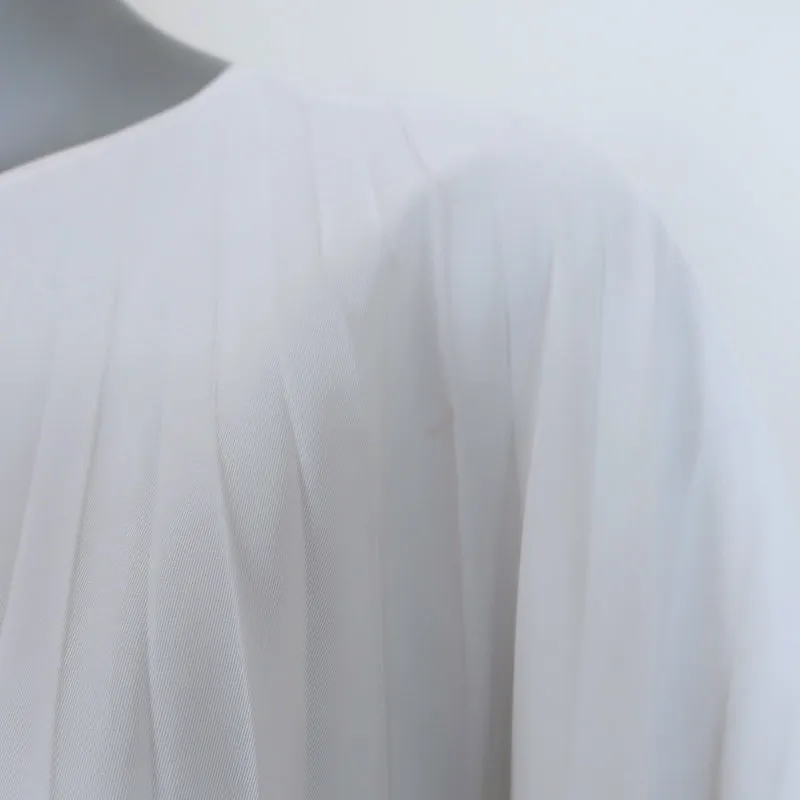 Valentino Haut à Cape Plissée Blanc en Coton Mixte Taille 44