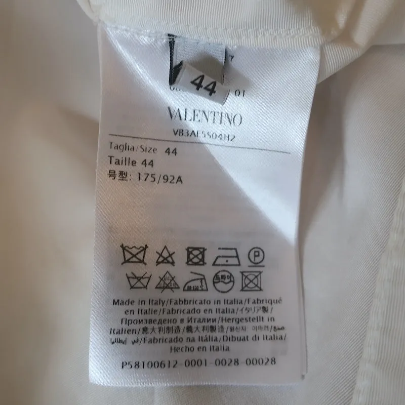 Valentino Haut à Cape Plissée Blanc en Coton Mixte Taille 44