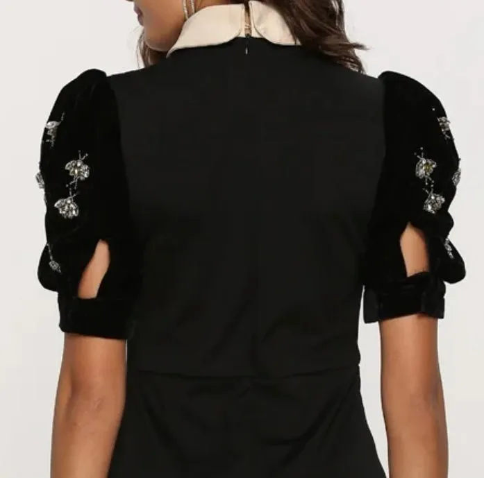 Robe à col Peter Pan en velours