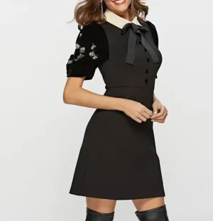 Velvet Peter Pan collar dress