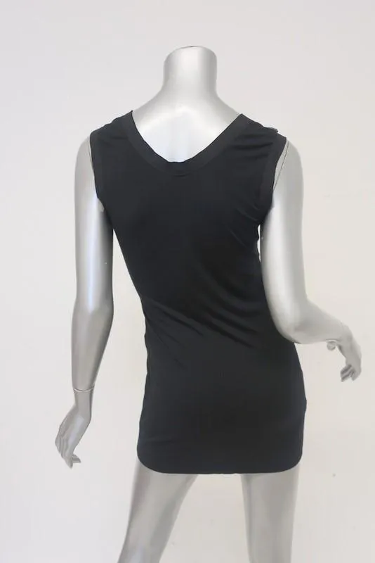 Vera Wang Tunique Crystal Dragonfly Noir en Coton Stretch Plissé & Jersey Taille 0