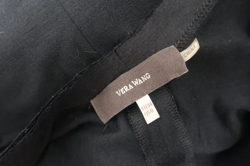 Vera Wang Tunique Crystal Dragonfly Noir en Coton Stretch Plissé & Jersey Taille 0