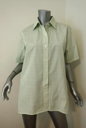 Victoria Beckham Oversize Short Sleeve Shirt Light Yellow Checked Cotton Size 8