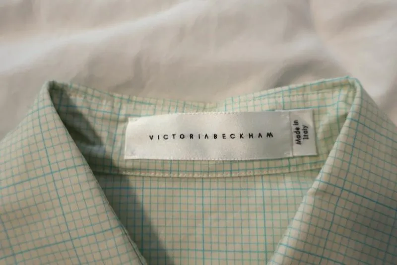 Victoria Beckham Chemise à manches courtes oversize en coton à carreaux jaune clair Taille 8