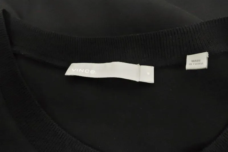 Vince Débardeur Noir avec Finitions Côtes et Plissé en Soie Taille 10 Blouse sans Manches