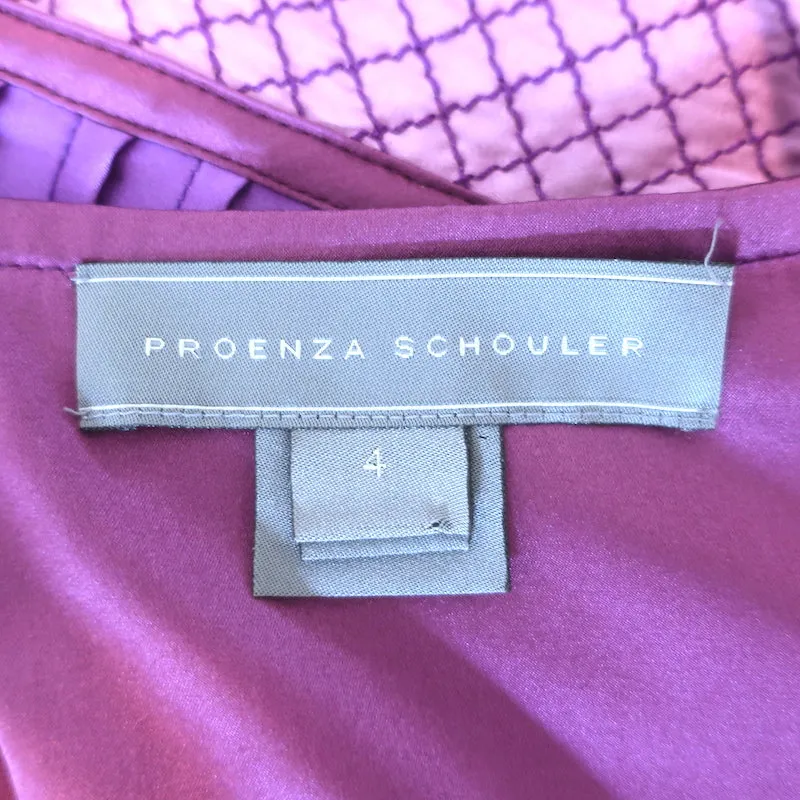 Top bustier vintage emblématique Proenza Schouler en satin extensible brodé violet taille 4