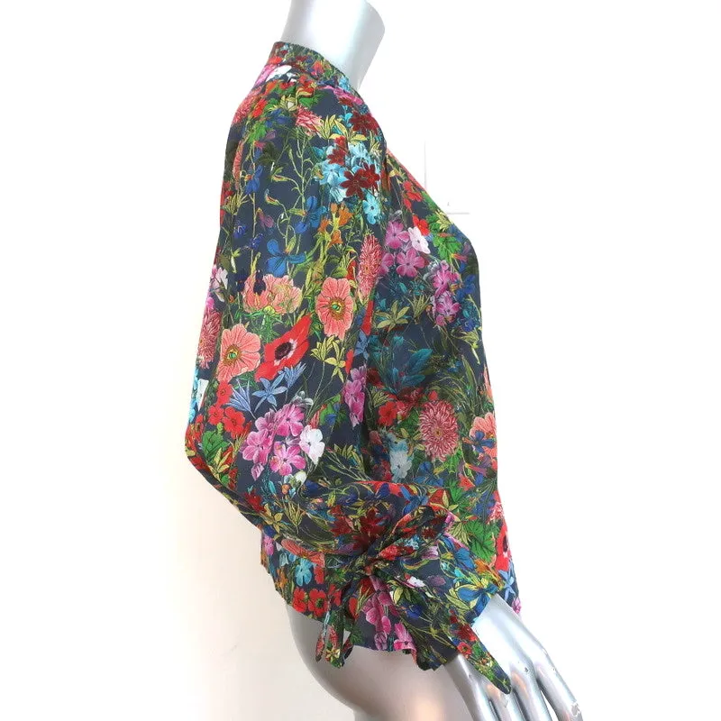 Chemisier à manches nouées avec impression florale en coton taille 1 boutonné