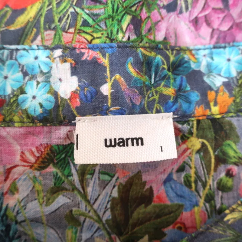 Chemisier à manches nouées avec impression florale en coton taille 1 boutonné