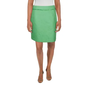 Womens Tweed Fringe Trim Pencil Skirt