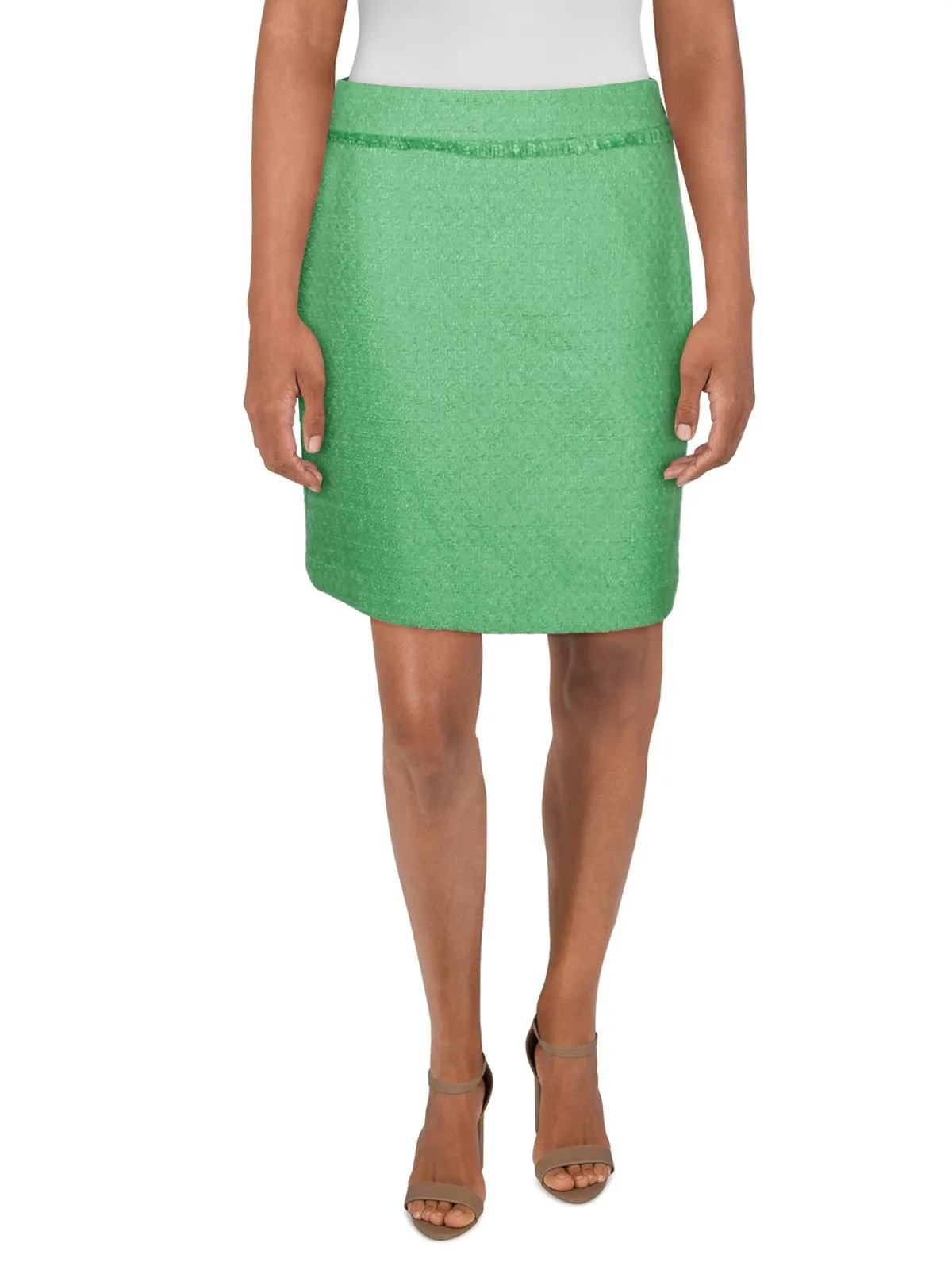 Jupe crayon en tweed avec franges pour femme