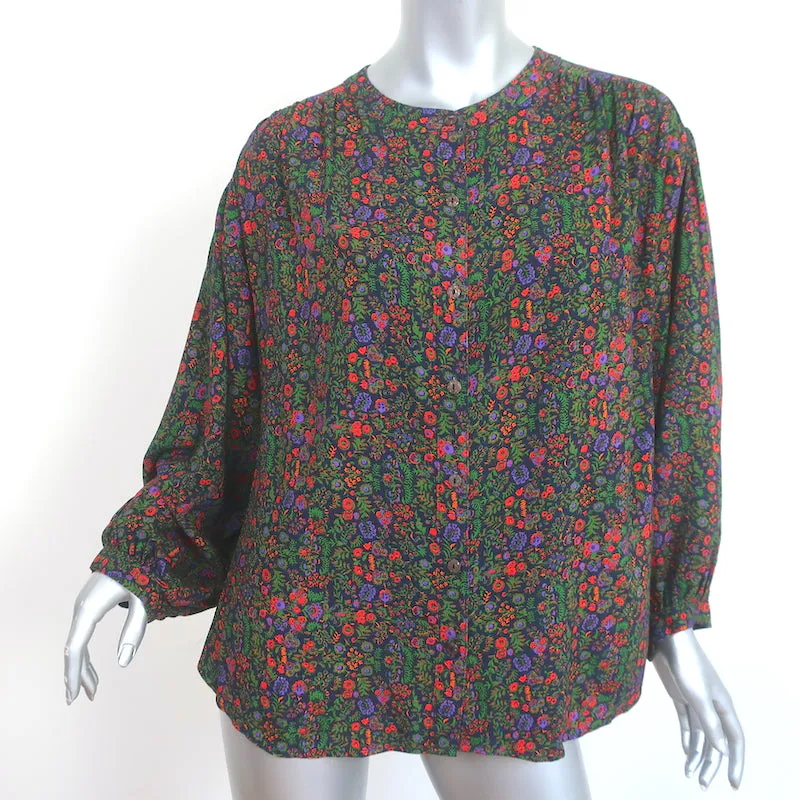 Xirena Charley Chemise Imprimé Floral Rayonne Taille Moyenne Haut à Manches Longues