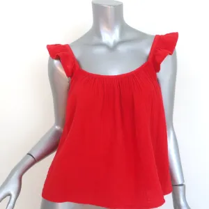 Xirena Rue Ruffle Tank Top Apple Red Cotton Gauze Size Small NEW