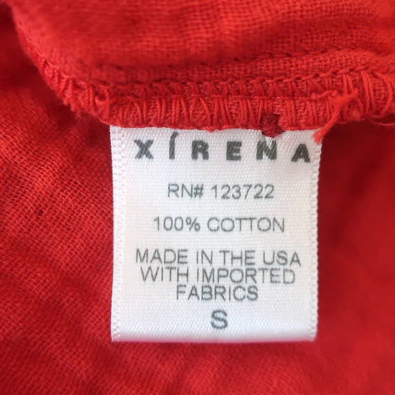 Xirena Haut à volants Rue Rouge Pomme en coton gaze Taille Petite NEUF