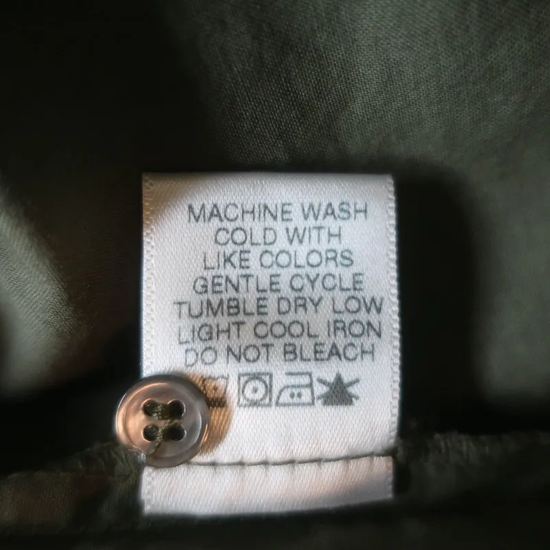Xirena Chemise Hale Vert Sauge Foncé Volanté en Coton Taille Extra Petit Haut à Manches Longues NEUF