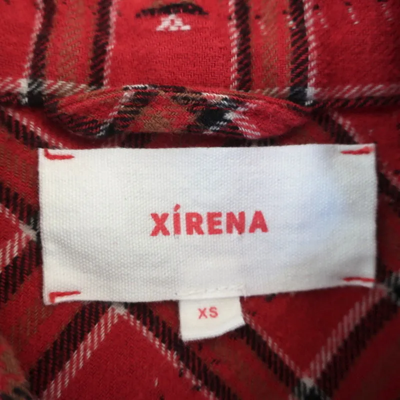 XIRENA Chemise à carreaux rouge Sierra Taille Très Petite Haut à manches longues