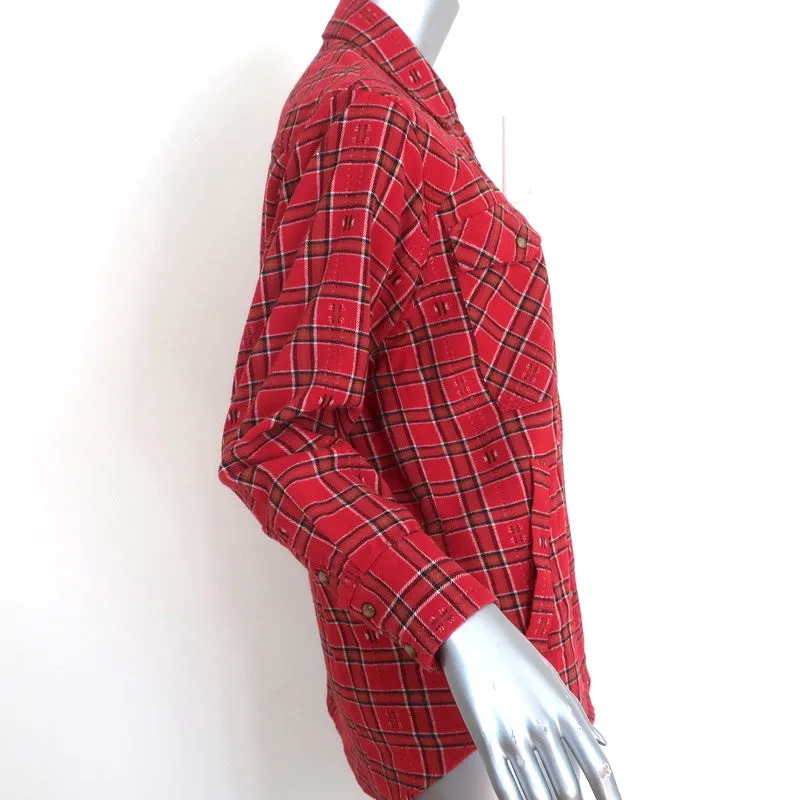 XIRENA Chemise à carreaux rouge Sierra Taille Très Petite Haut à manches longues