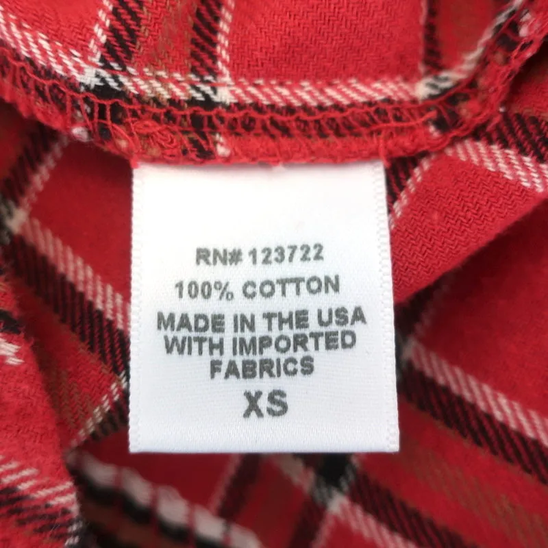 XIRENA Chemise à carreaux rouge Sierra Taille Très Petite Haut à manches longues