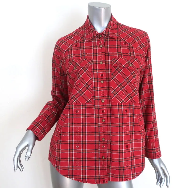 XIRENA Chemise à carreaux rouge Sierra Taille Très Petite Haut à manches longues