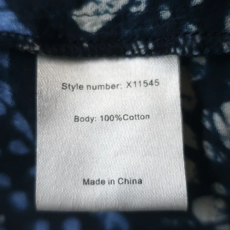 Xirena Haut Été Bleu Batik Imprimé Coton Taille Petite Blouse à Manches Papillon