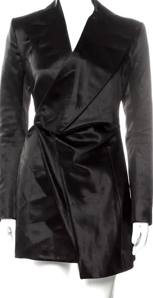 Y/Project Designer: Glenn Martens. Black Acetate Blend Wrap Jacket