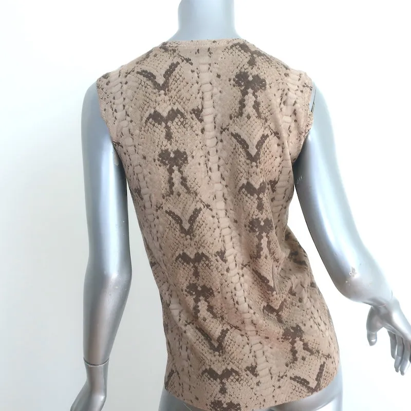 Pull sans manches en laine imprimé peau de serpent beige taille petit Yves Saint Laurent