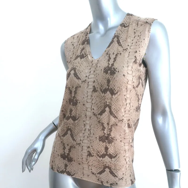 Pull sans manches en laine imprimé peau de serpent beige taille petit Yves Saint Laurent