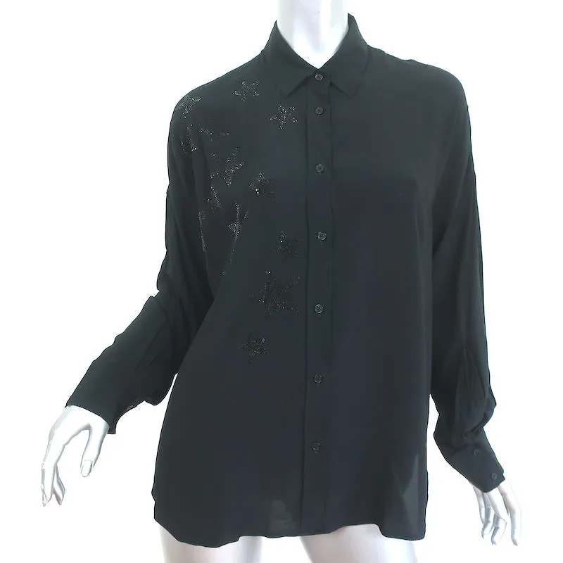 Zadig & Voltaire Chemise Étoiles Strass Tamara Noir Crêpe Taille S