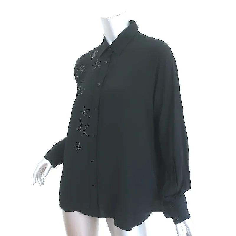 Zadig & Voltaire Chemise Étoiles Strass Tamara Noir Crêpe Taille S