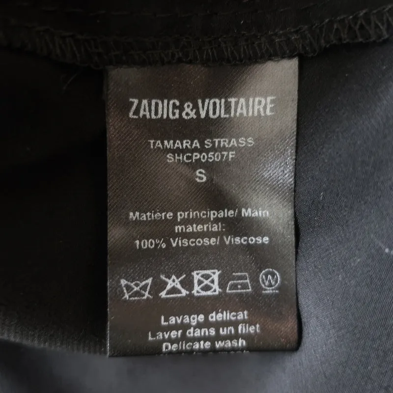 Zadig & Voltaire Chemise Étoiles Strass Tamara Noir Crêpe Taille S